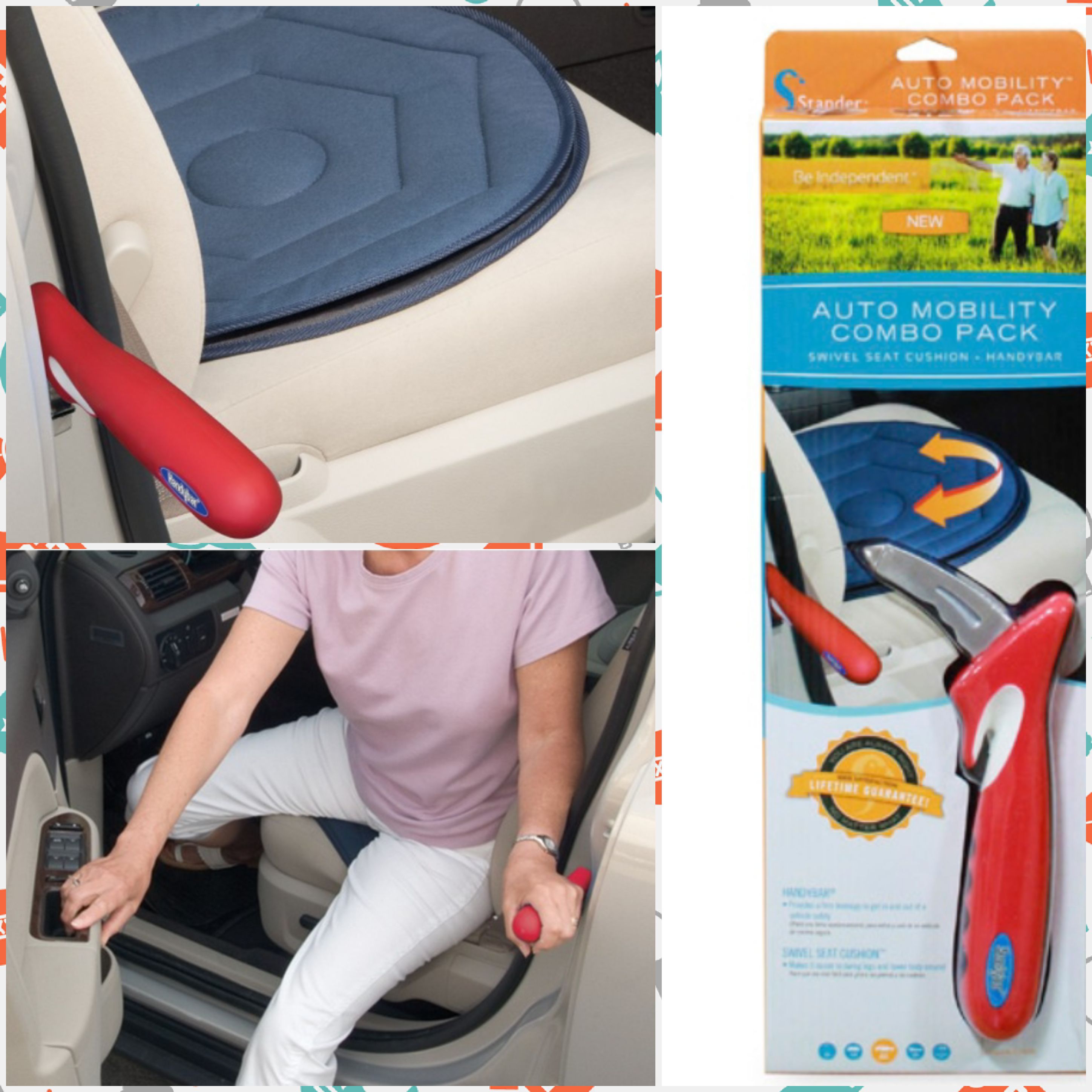 Auto Mobility Combo Pack - HandyBar and Swivel Seat Cushion